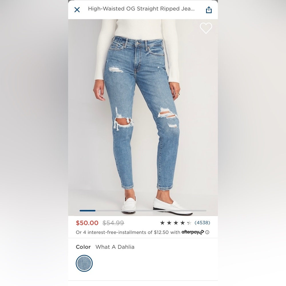 High-Waisted OG Straight Ripped Jeans for Women